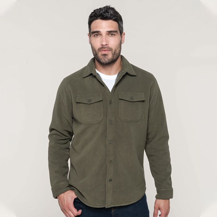 Sherpa-lined fleece overshirt Thumbnail