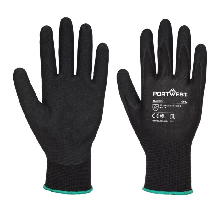 Portwest Dermi-Grip NPR15 Nitrile Sandy Glove Black Thumbnail