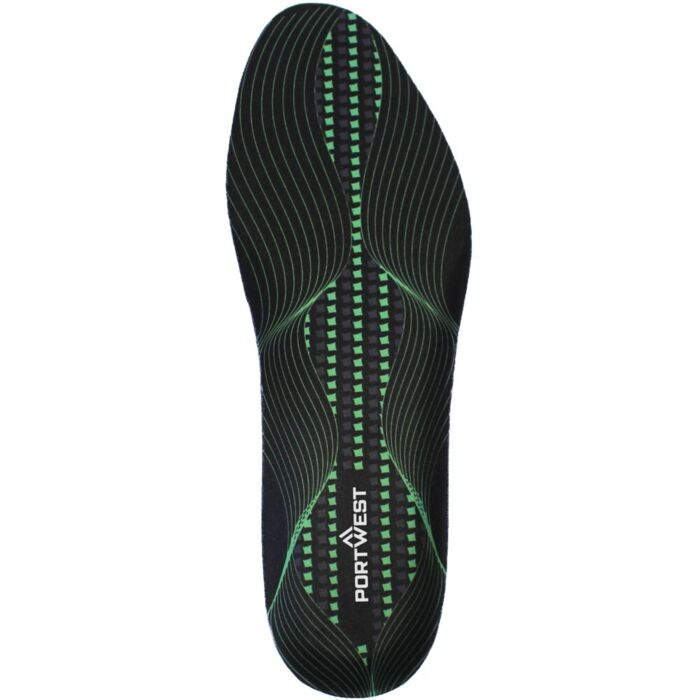 Portwest Gel Arch Support Insole Black/Green Thumbnail