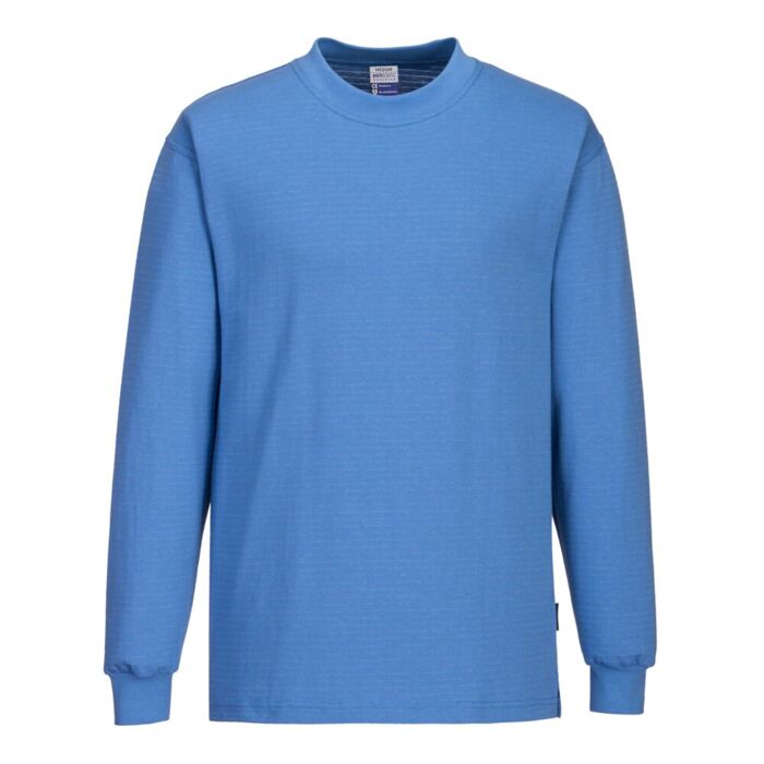 Portwest Anti-Static ESD Long Sleeve T-Shirt Hamilton Blue Thumbnail
