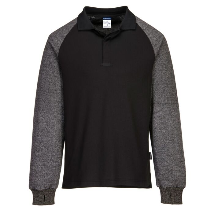 Portwest Polo Shirt with Cut Resistant Sleeves Black Thumbnail