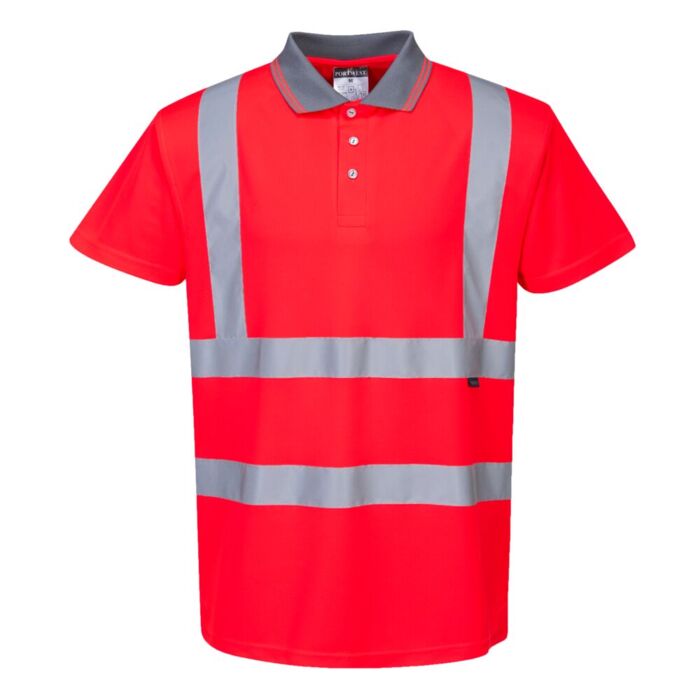 Portwest Hi-Vis Short Sleeves Polo Shirt Red Thumbnail