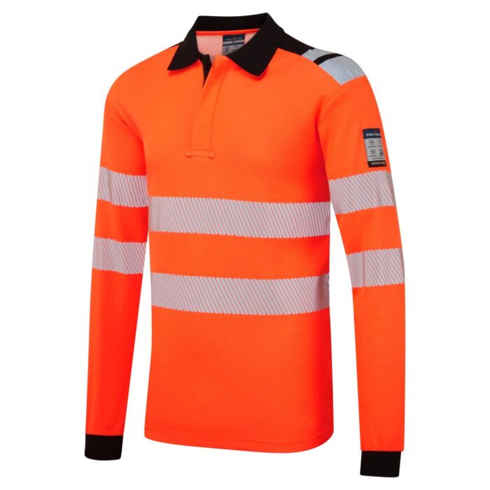 PW3 Modaflame Knit HVO FR Long Sleeve Polo Shirt Thumbnail